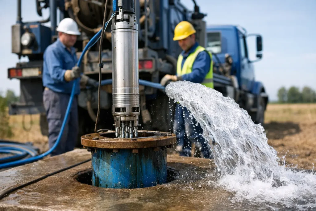 Lavado y desinfección de pozo profundo